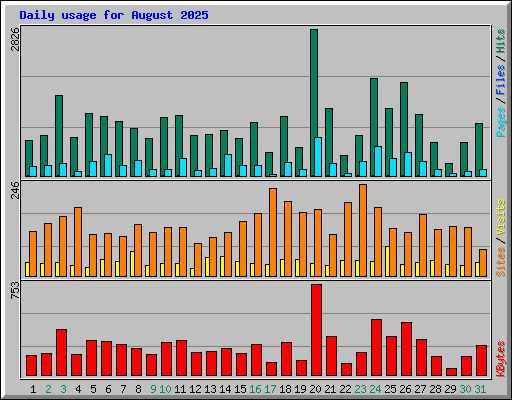 Daily usage for August 2025