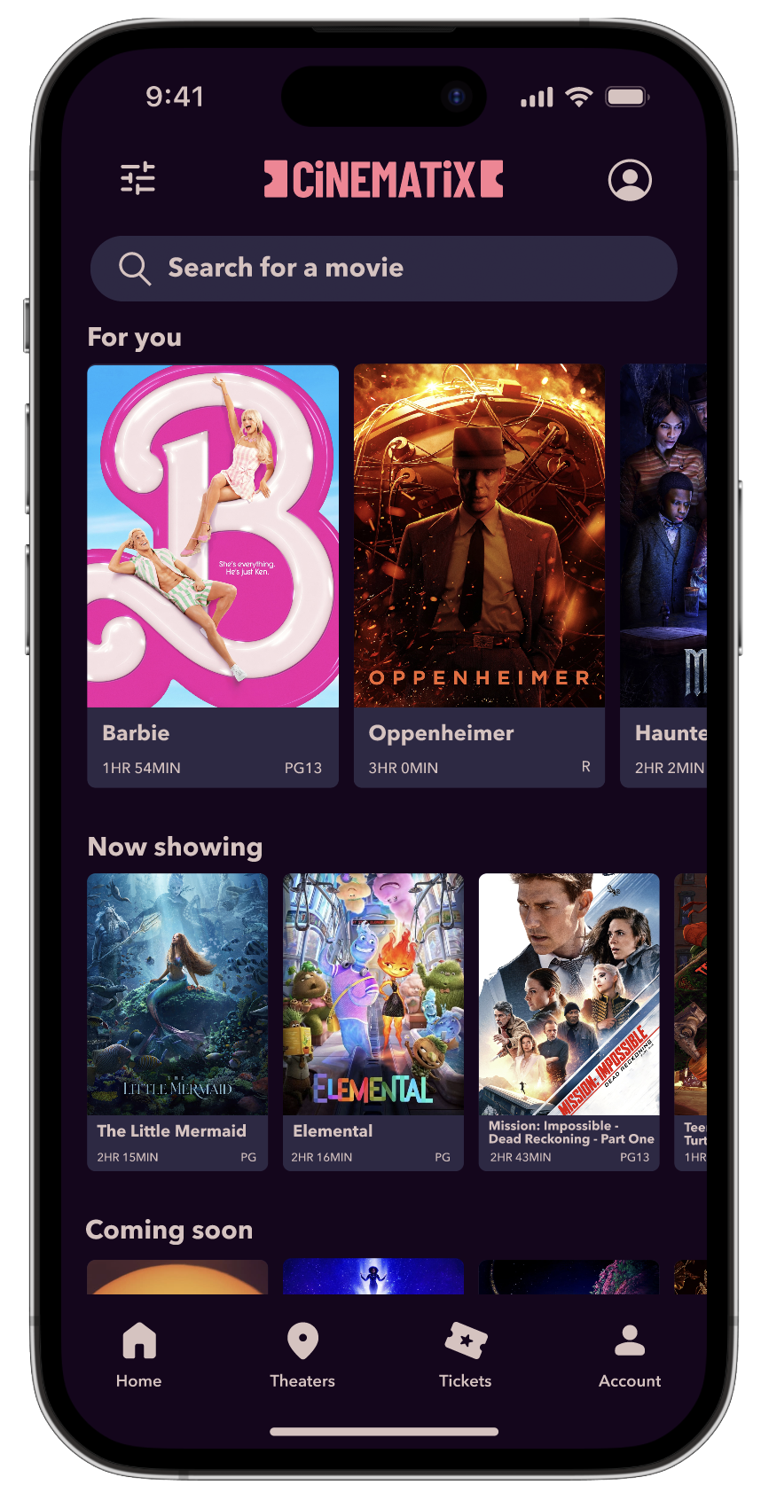 Cinematix home mockup