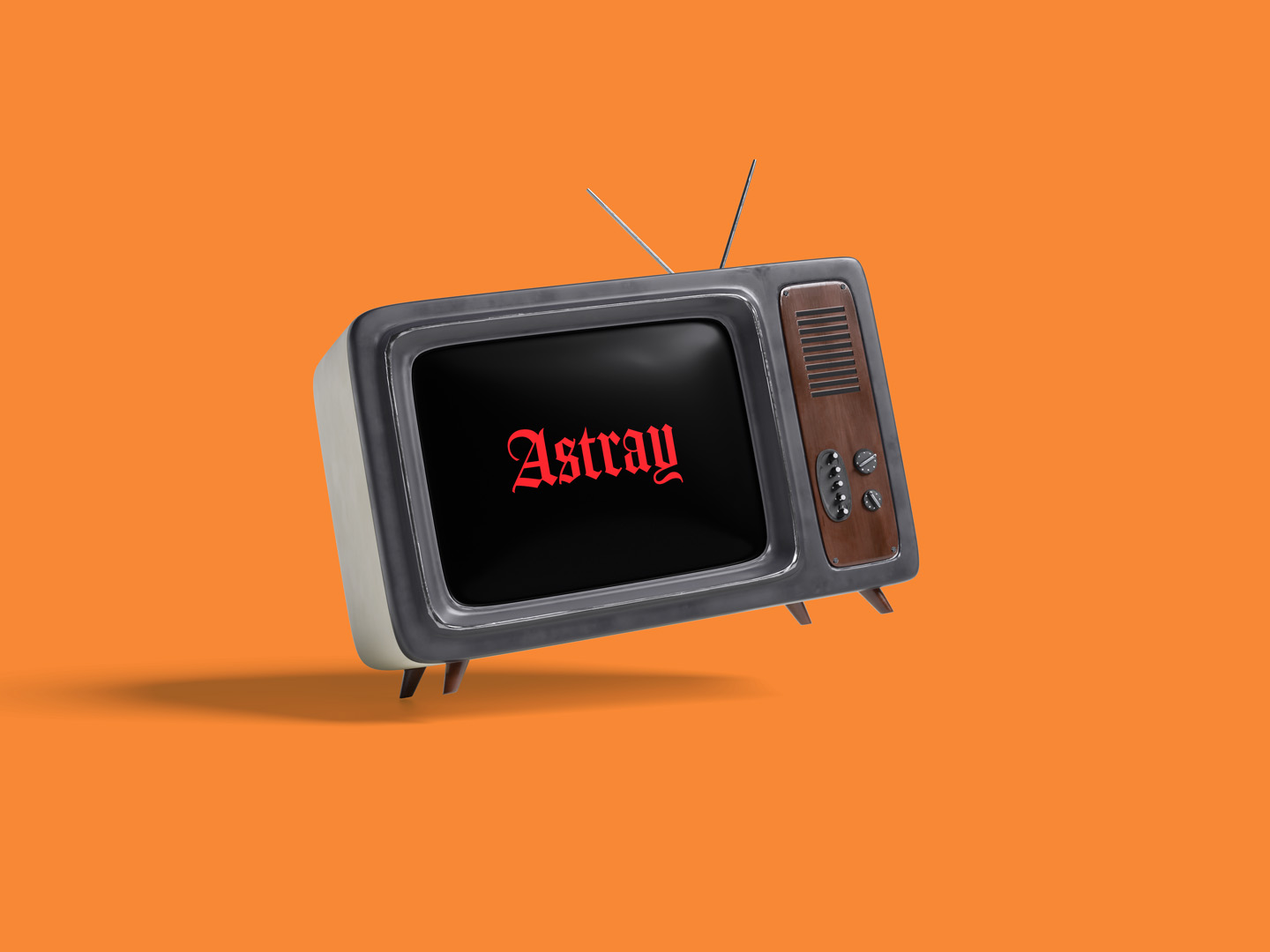 Old Fashioned TV with the Astray logo in red on the screen