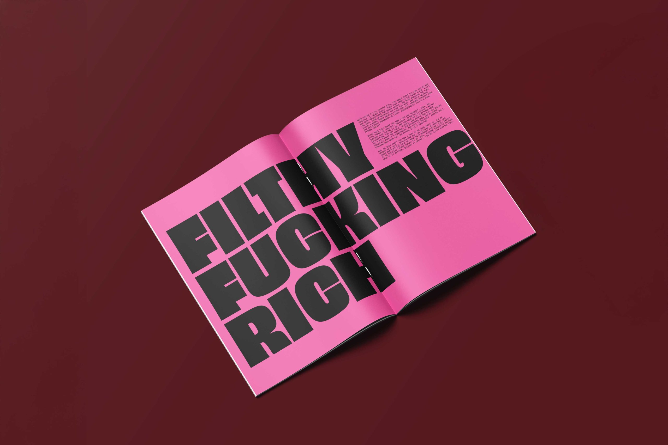 Novus Spread Novus Spread with the headline "Filthy Fucking Rich"